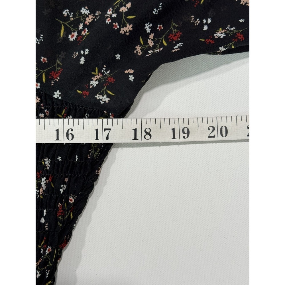 Hesperus Smocked Mini Dress Dark Floral Romantic Plus Size 2X - Picture 9 of 10